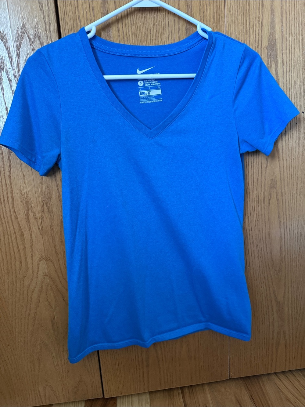Nike Women's Bright Blue V-Neck Dri-FIT Short Sleeve Tee